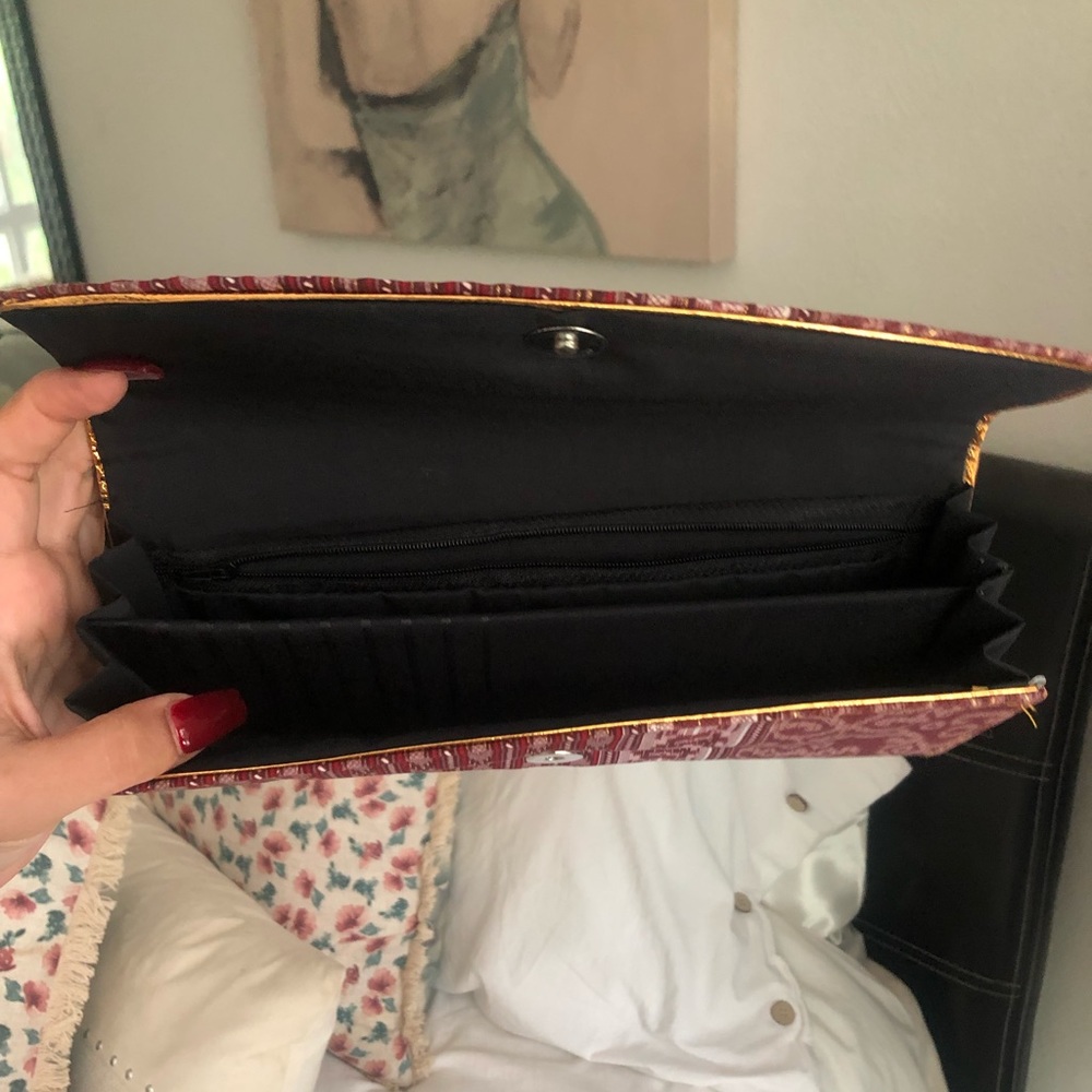 Patterned Maroon Clutch Wallet - image 4